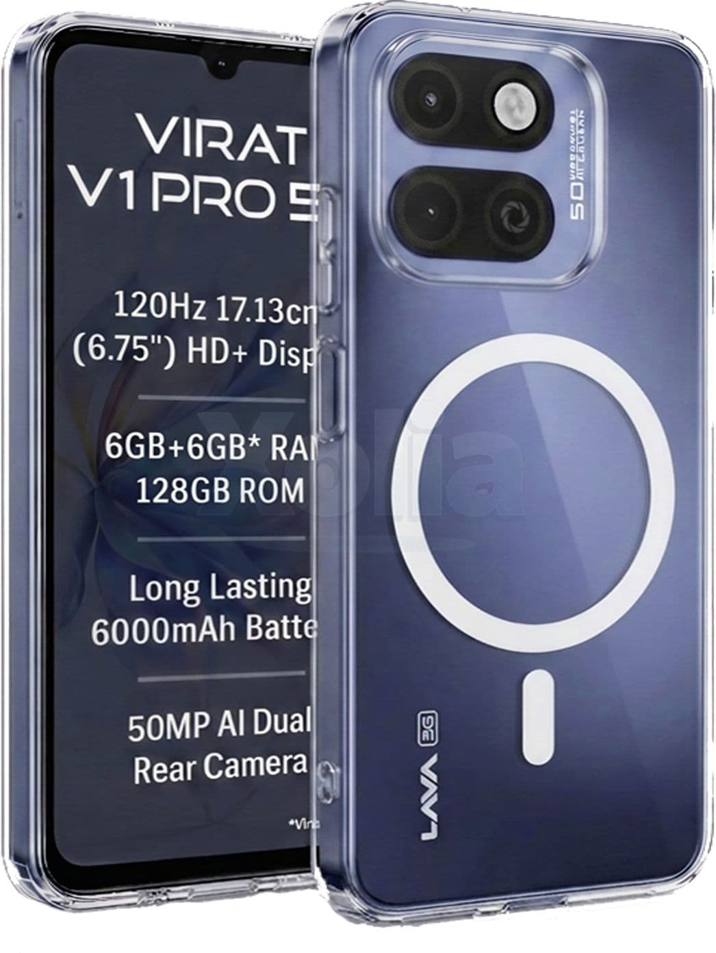 Xolia Anti Yellow Back Cover for LAVA Virat V1 Pro 5G (Transparent, Shock Proof, Polycarbonate, Pack of: 1) — image 1 of 1