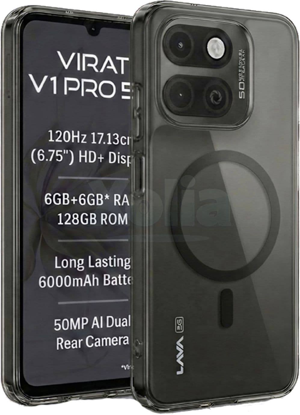 Xolia Anti Yellow Back Cover for LAVA Virat V1 Pro 5G (Black, Shock Proof, Polycarbonate, Pack of: 1) — image 1 of 1