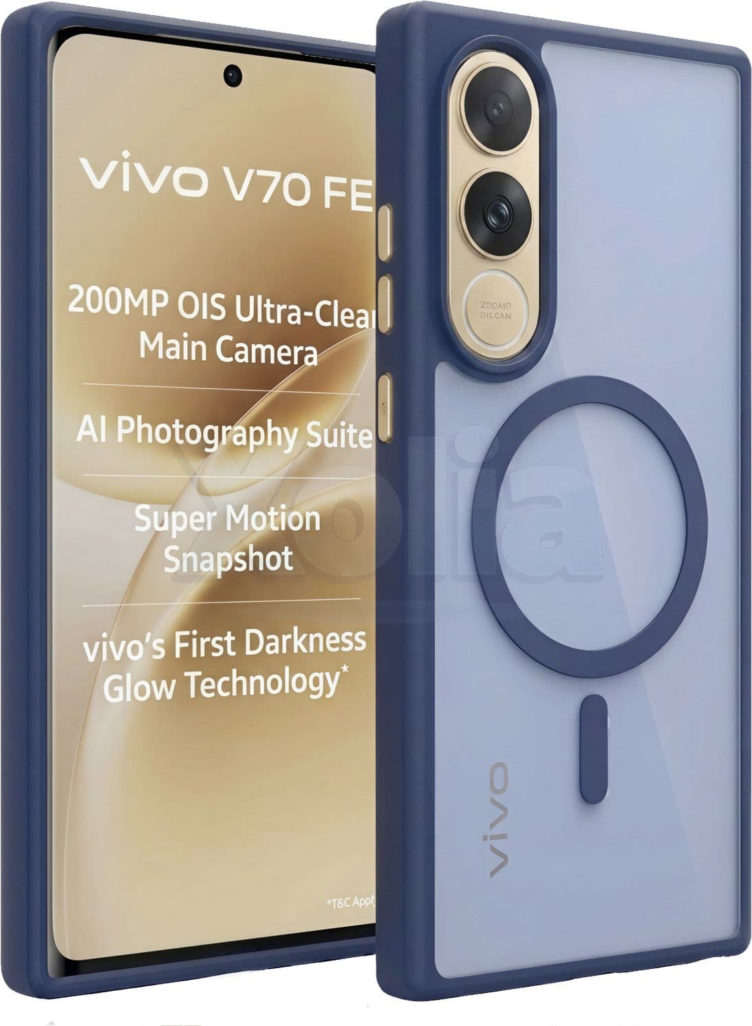 Xolia Back Cover for Vivo V70 FE 5G (Blue, Shock Proof, Polycarbonate, Silicon, Pack of: 1)